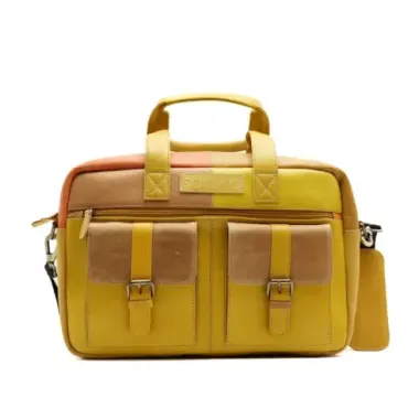 MARY - Briefcase Bag (yellow and orange)