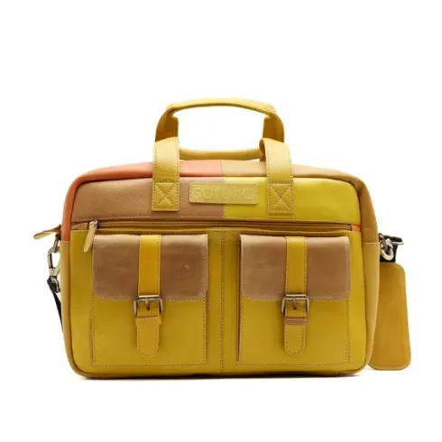 MARY - Briefcase Bag (yellow and orange)