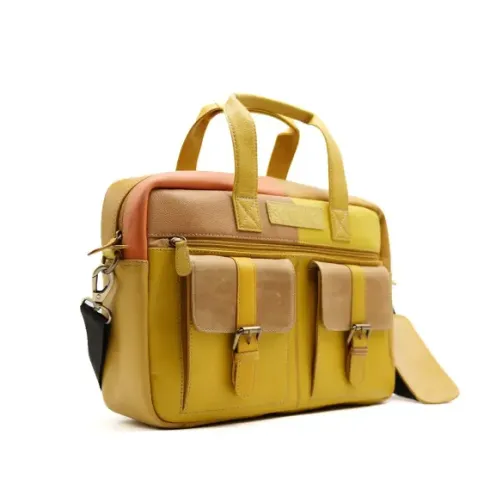 MARY - Briefcase Bag (yellow and orange)